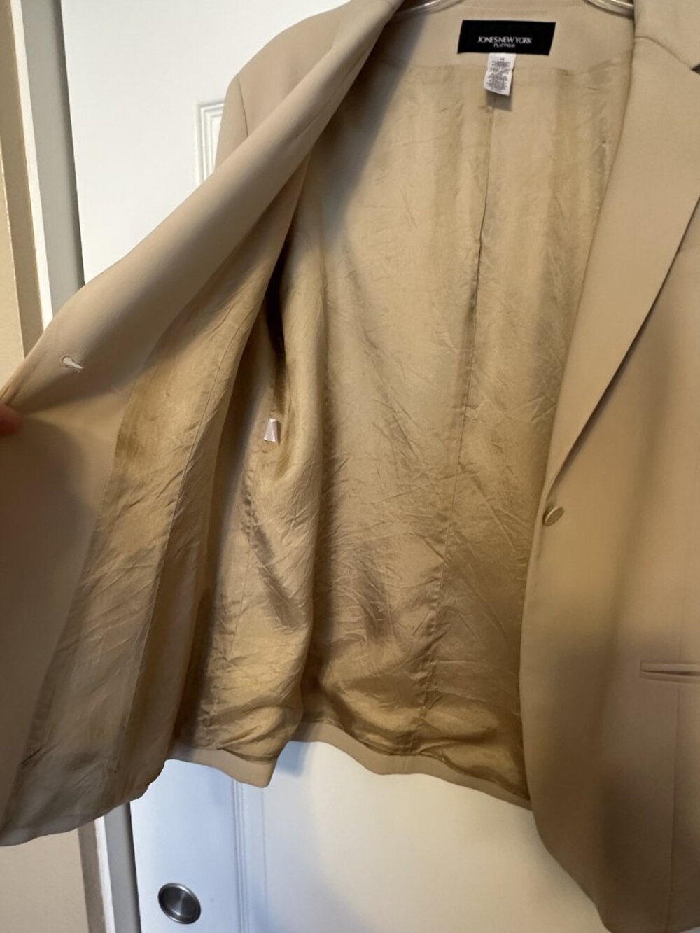 JONES NEW YORK Platinum Collection Lined Women's Suit with Skirt - Sand/Beige - Picture 4 of 8